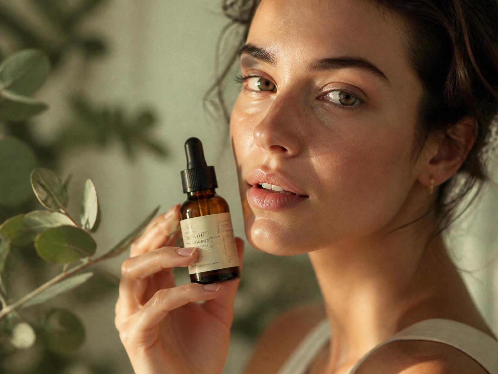Ritual de beleza natural com sérum botânico